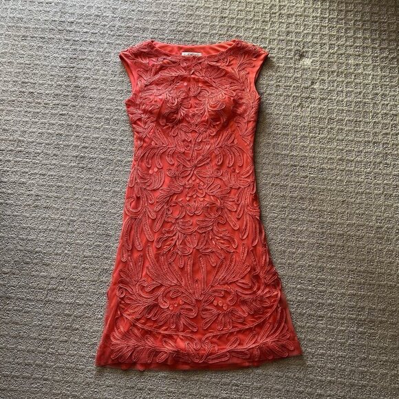 Sue Wong Dresses & Skirts - Sue Wong Womens Size 0 Coral Sleeveless Dress Designer Cocktail Embroidered NWOT